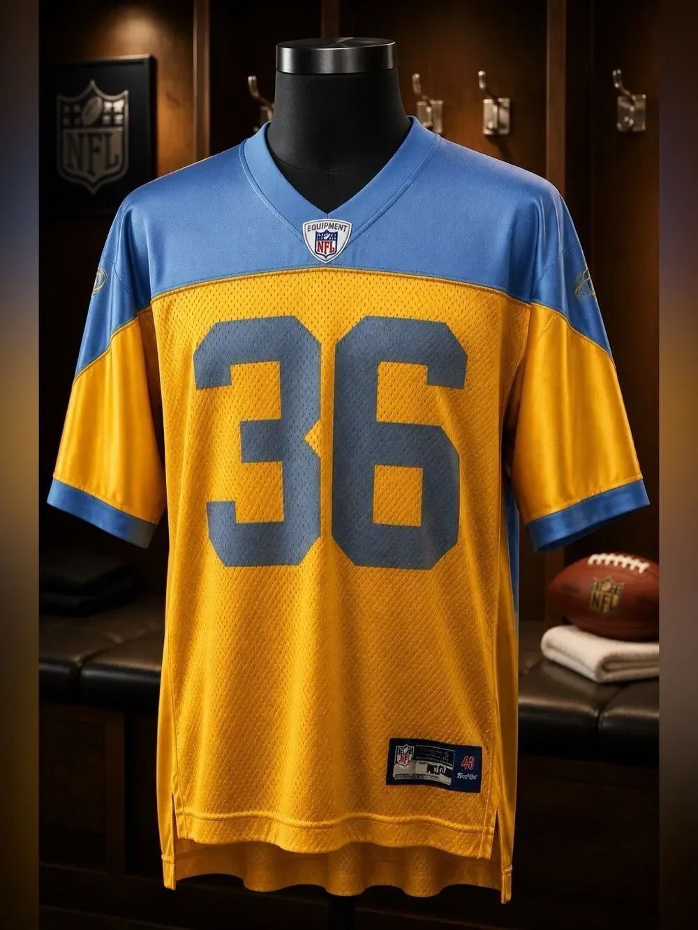 Vintage Reebok NFL Equipment Brian Westbrook 36 Blue and Yellow Jersey